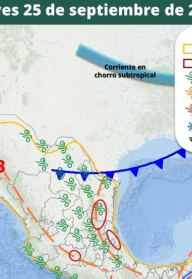 Prevén lluvias por ingreso del Frente Frío No. 4 en Tamaulipas a partir del jueves; persistirán altas temperaturas