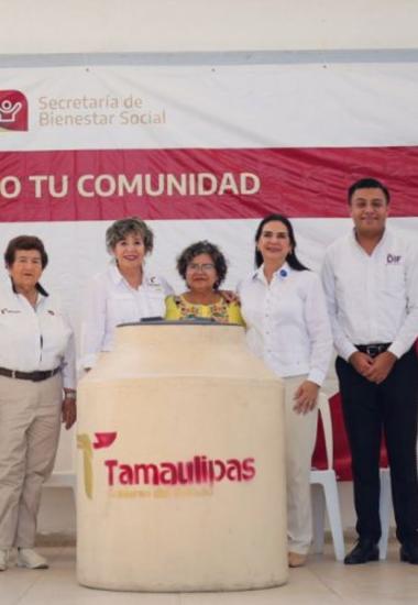 Lleva SEBIEN tinacos y programas de Bienestar a la zona sur de Tamaulipas